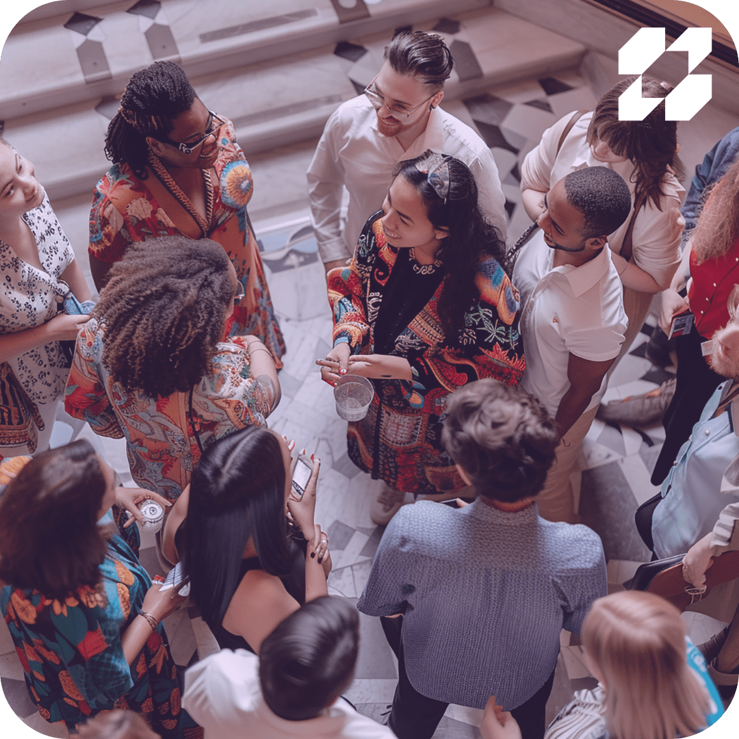 people speaking seen from above