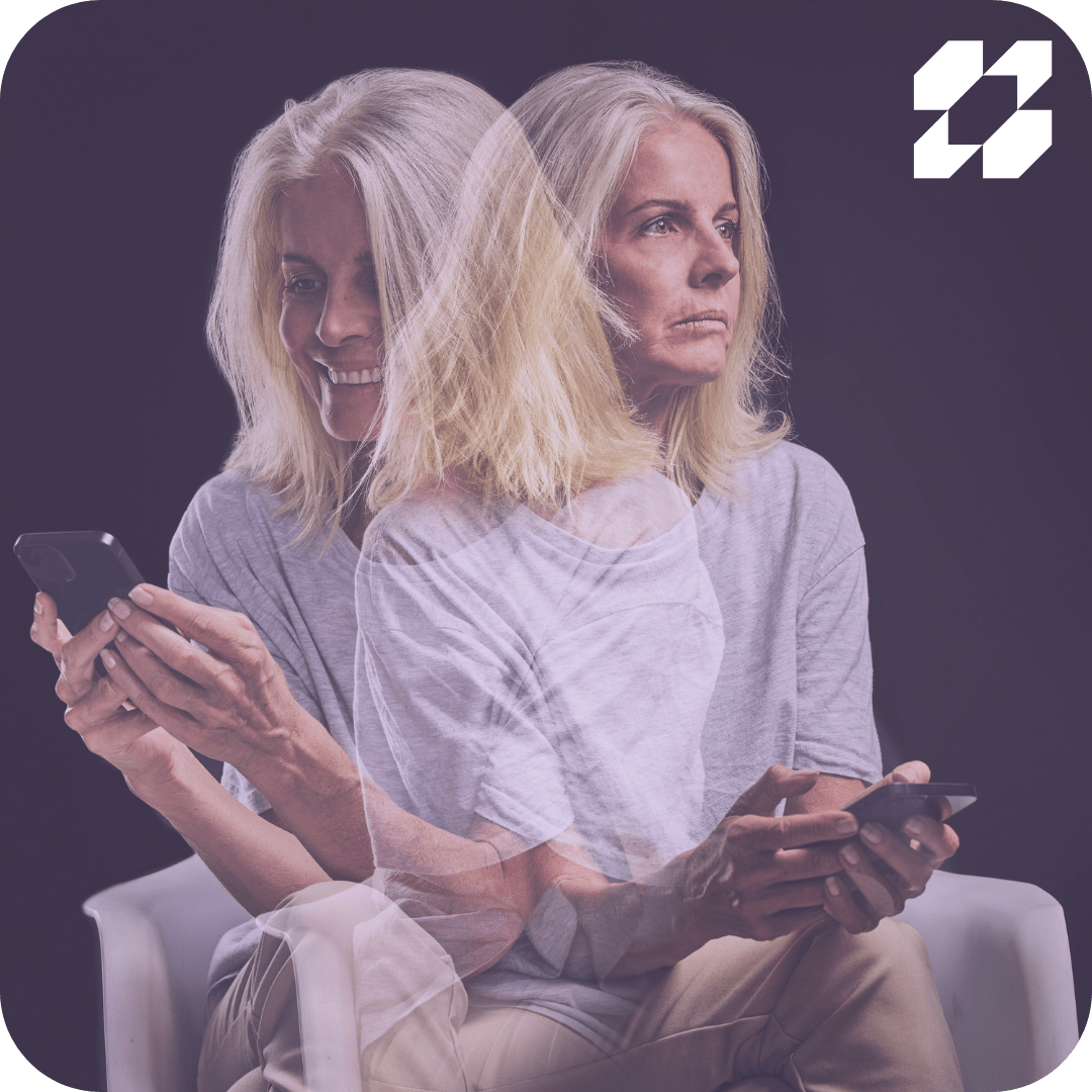 woman with AI companion