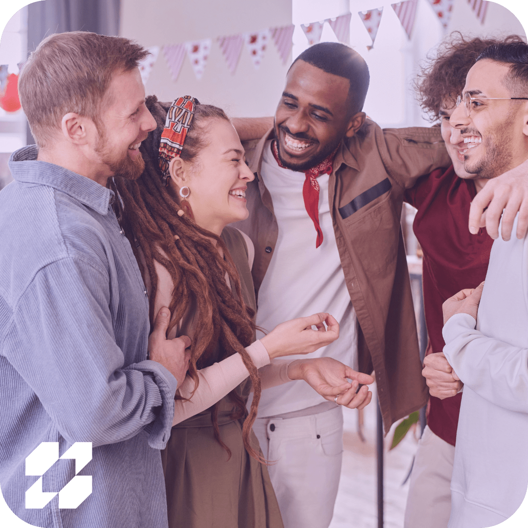 Diverse group of people having a good time